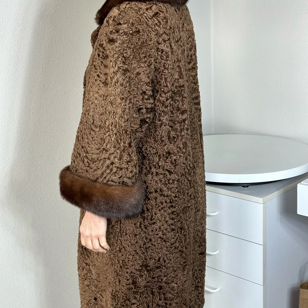 MINK LAMB PERSION CURLY 50's mink cuffs and collar & belt fancy lining no tags